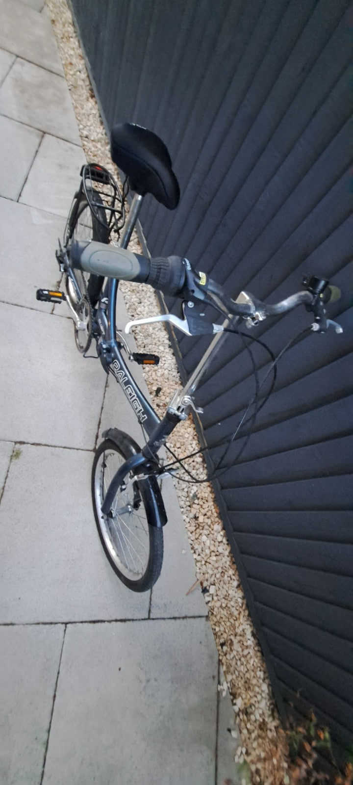 Raleigh Folding Bike 20in Blue Caliper Brakes Derailleur Rack Mudguards