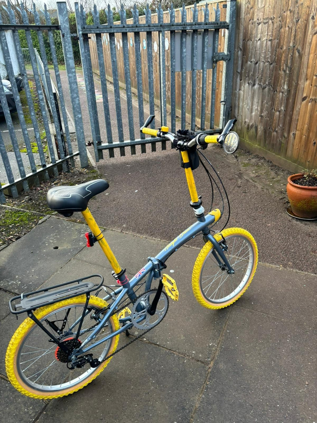 Yellow and Steel Blue Folding Bike — 16" Wheels...Only Fools and Horses inspired