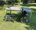 Brompton S2L Folding Bike black plus Brompton/Ortlieb blue front bag