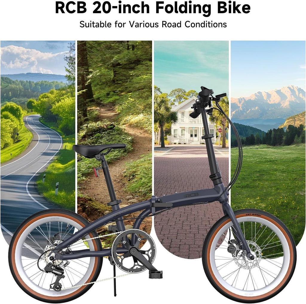 RCB GK4 Folding Bike 20 Inch, Foldable Bicycle with Aluminium Frame, 7-Speed Gea