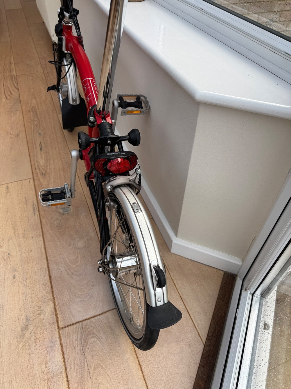 Brompton 3-speed folding bicycle, red, immaculate condition, hardly used