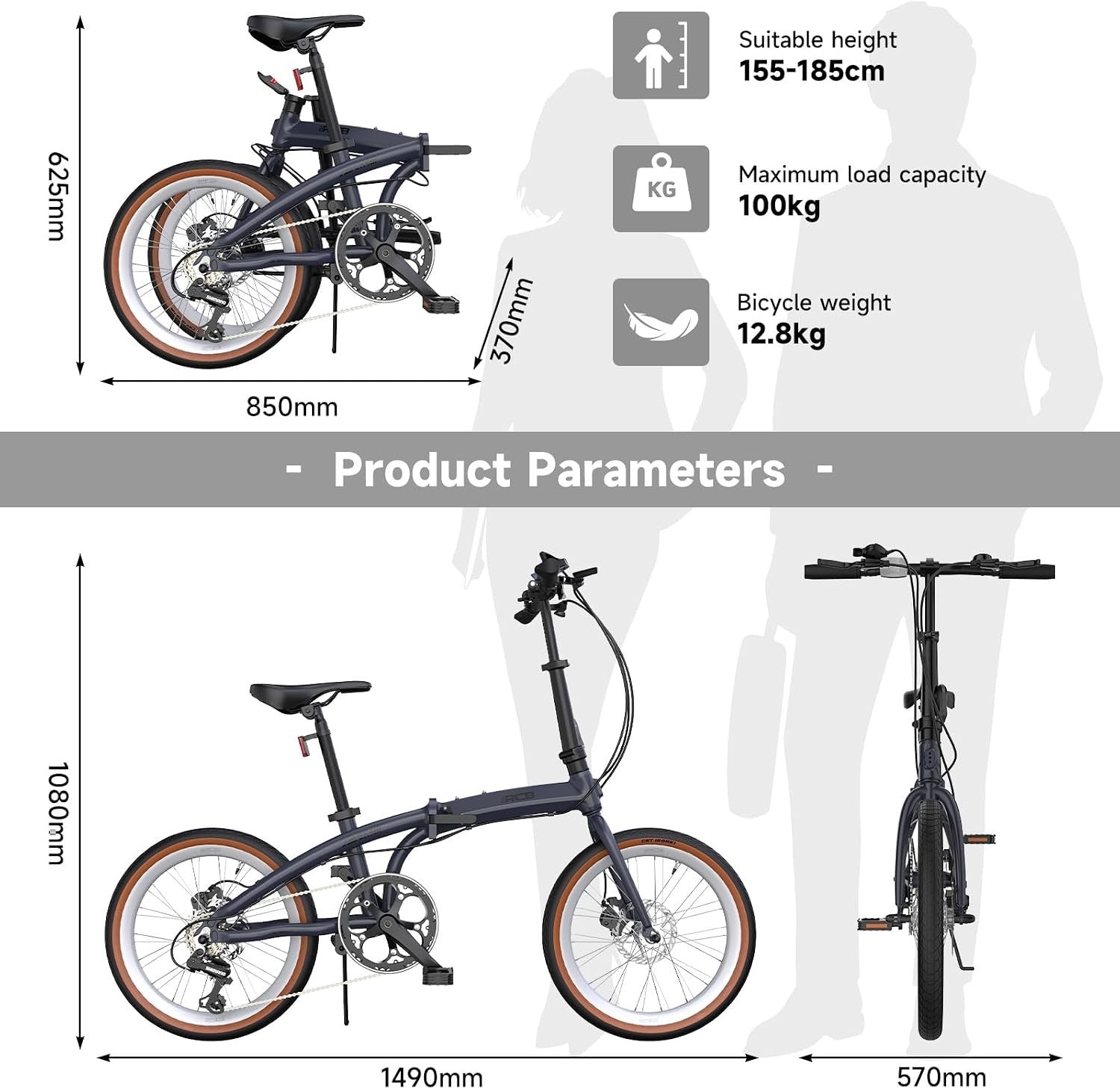 RCB GK4 Folding Bike 20 Inch, Foldable Bicycle with Aluminium Frame, 7-Speed Gea