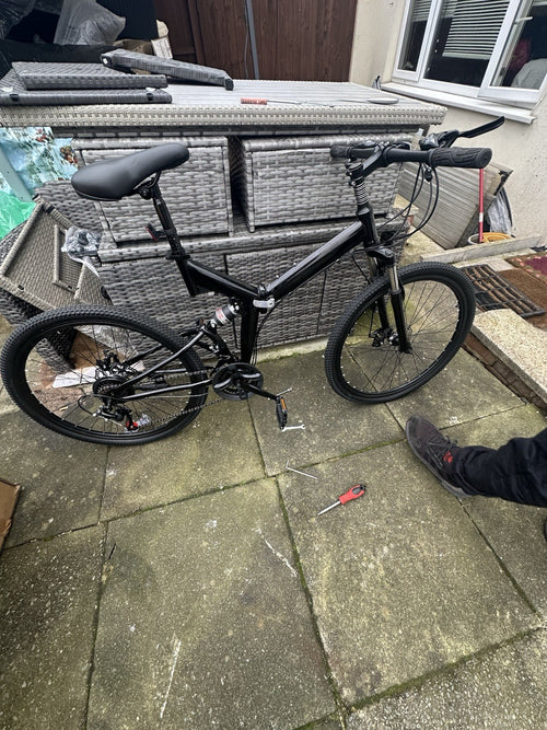 26in Mountain Bike 21-Speed Full Suspension Folding Bicycle Double Disc Brakes