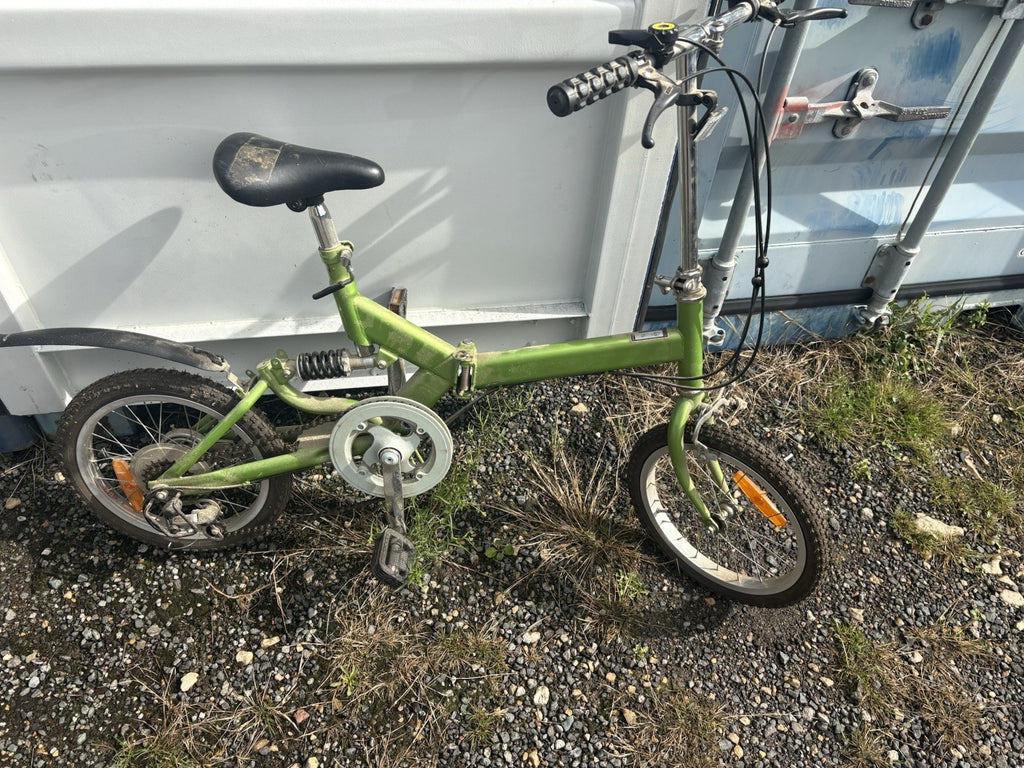 Green Folding Bike with BMX Bar Handlebars and Small Wheels, BMX-Style
