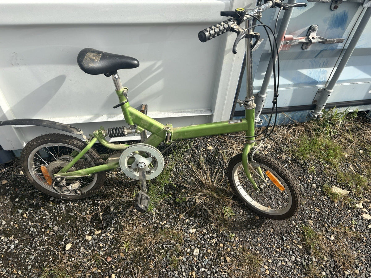 Green Folding Bike with BMX Bar Handlebars and Small Wheels, BMX-Style