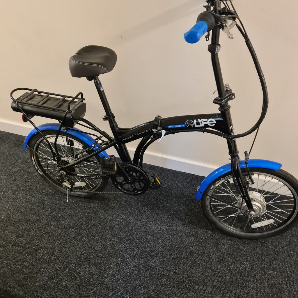 elife Infusion Power Assisted Folding Bike 153cm × 30cm x 94cm L/ W/H Used Once
