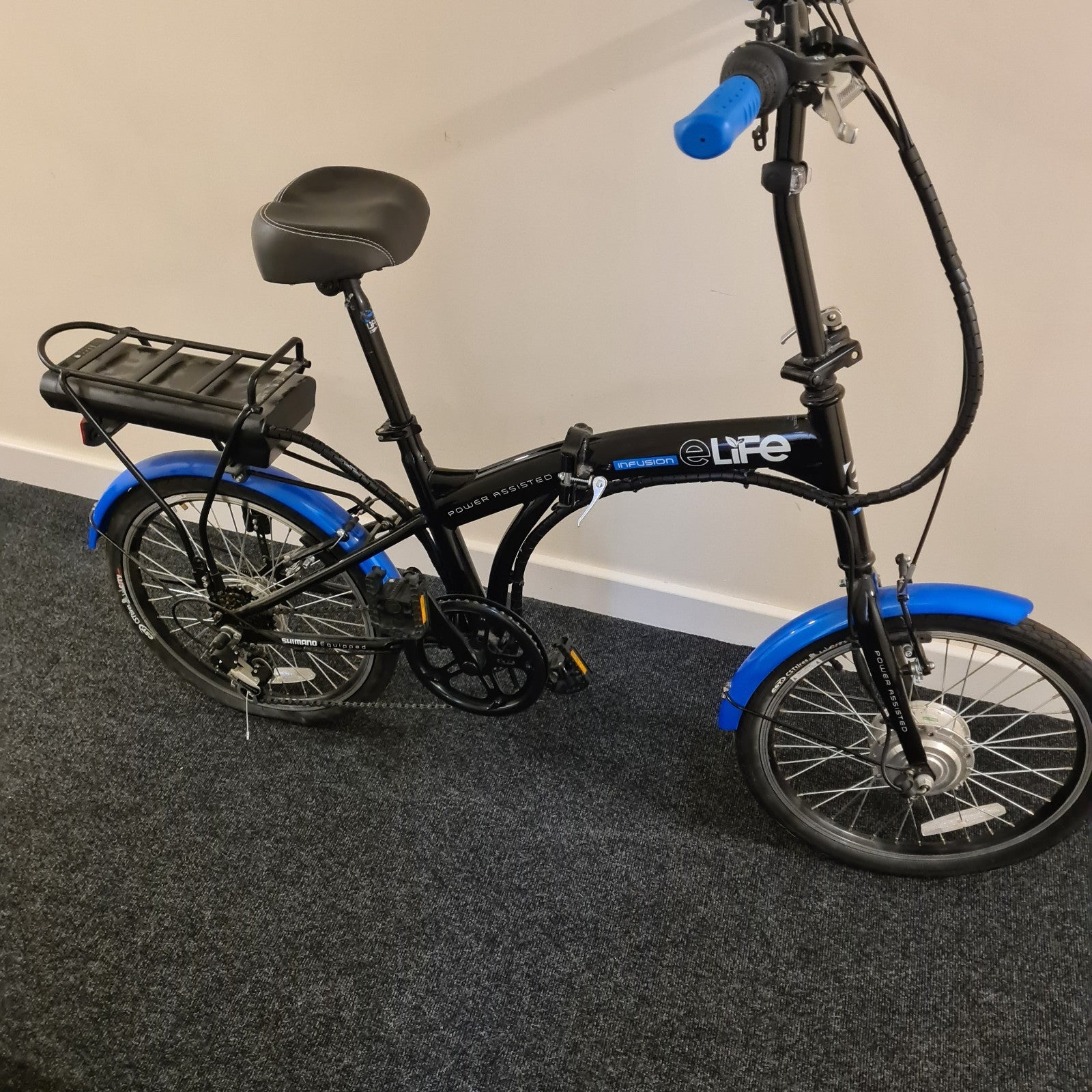 elife Infusion Power Assisted Folding Bike 153cm × 30cm x 94cm L/ W/H Used Once