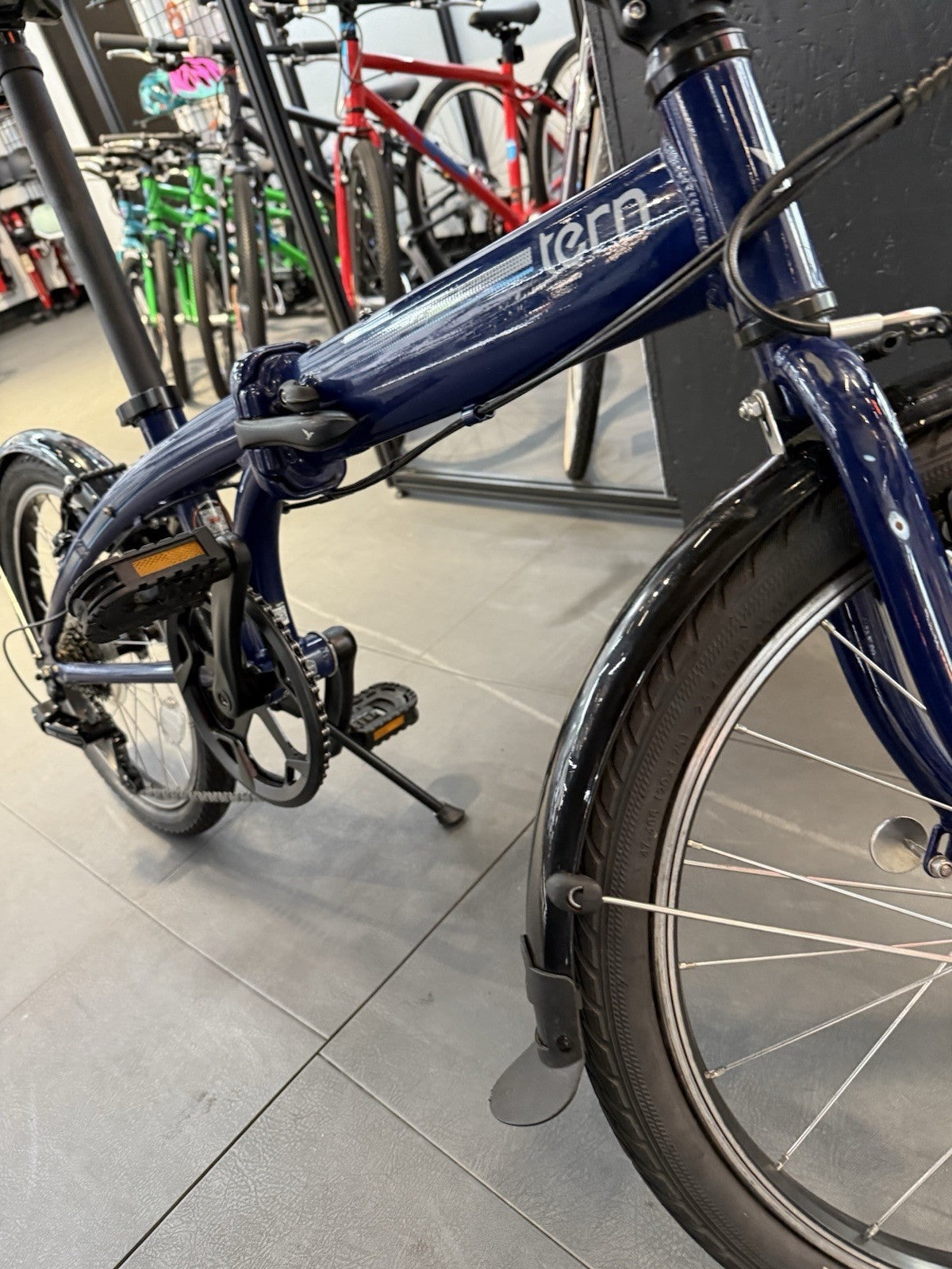 Tern 20in Folding Bike Blue 7-Speed Derailleur V-Brakes Mudguards Kickstand