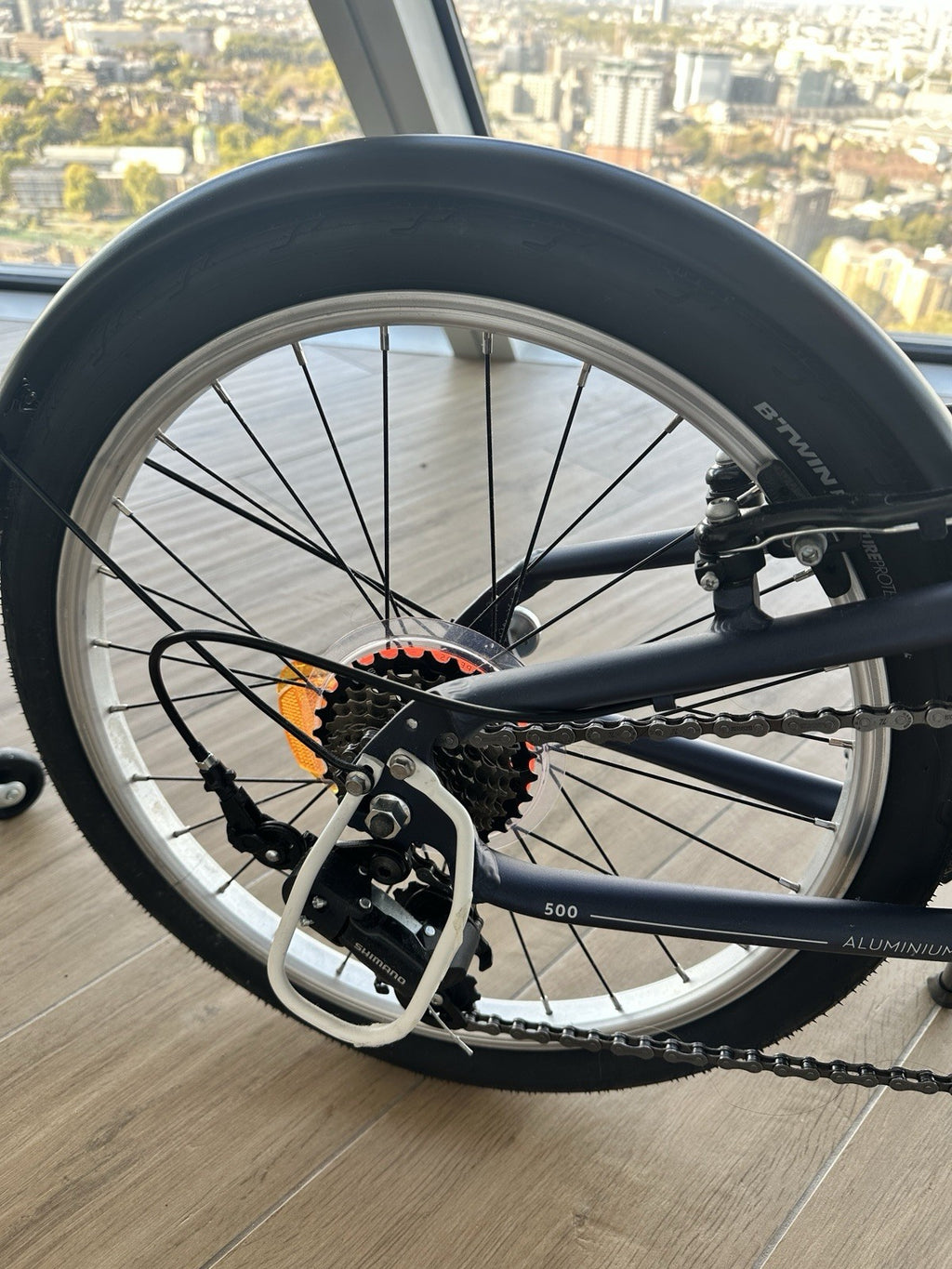 B'TWIN 500 20in Aluminium Folding Bike 7-Speed Dark Blue - Excellent Condition