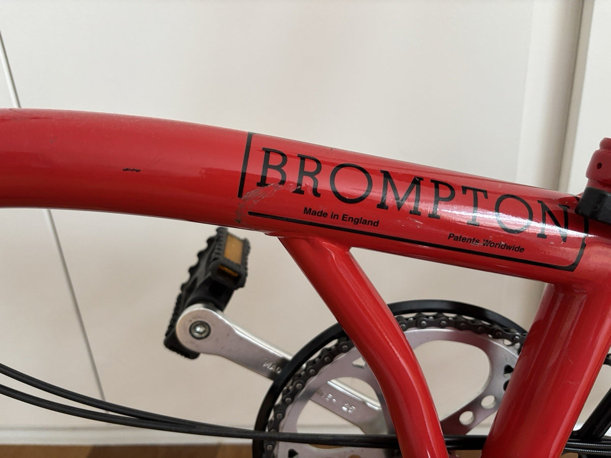 Brompton Folding Bike 16in Red 3-Speed Hub Gears Mudguards Reflectors