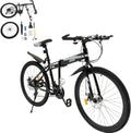 26" Folding Mountain Bike 21-Speed Adjustable Seat Dual Disc Brakes Adult MTB