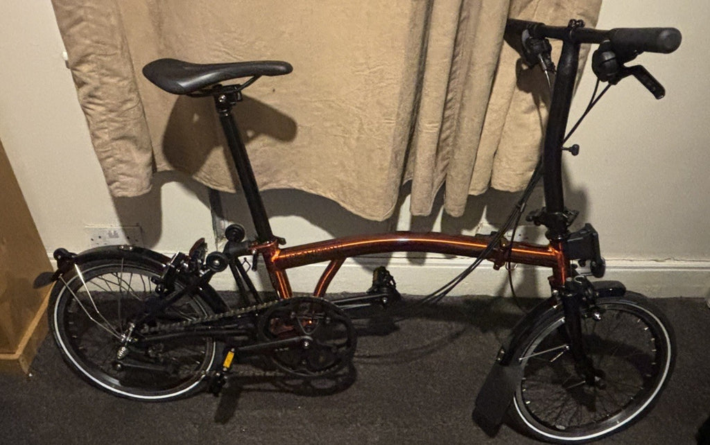 2024 Brompton C Line Flame Red Lacquer low bar 6 speed. ridden less than 5 miles