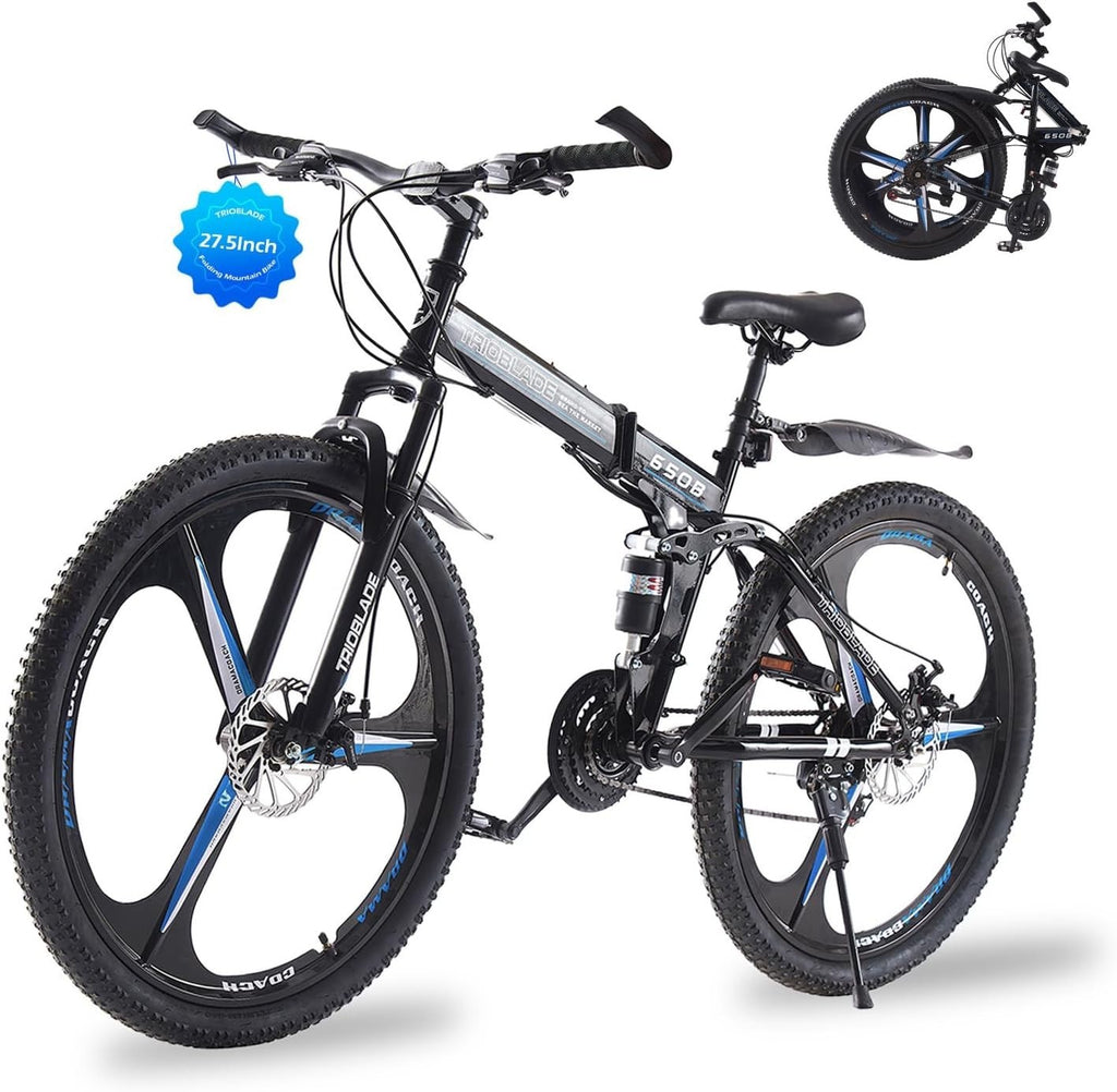 TRIOBLADE 27.5" Folding Mountain Bike 21 Speed Foldable Mountain Bicycle