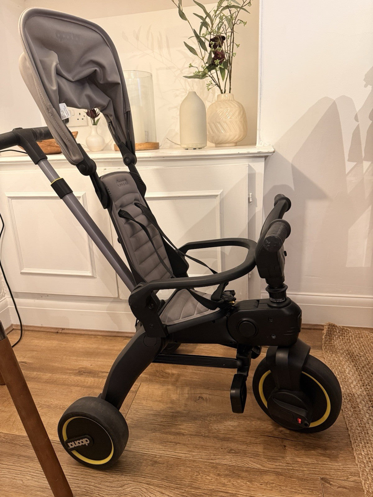 Doona Liki Trike S1 Grey Folding Trike with Push Handle & Canopy