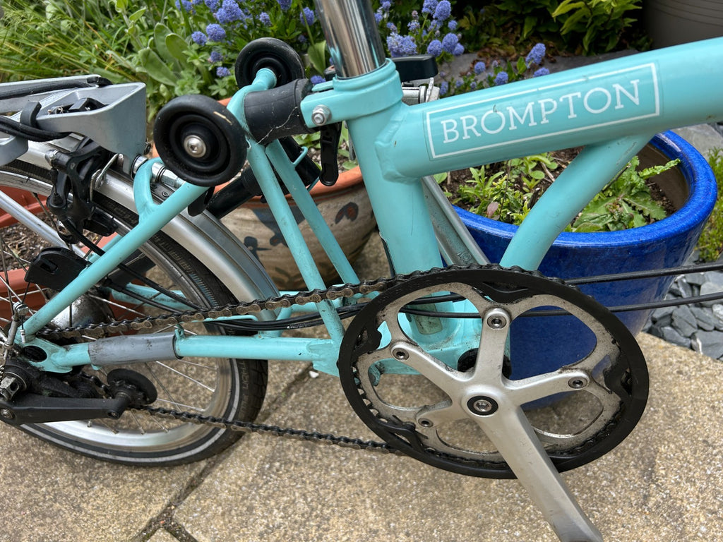 Brompton B75 16" Folding Bike - Blue with C bag and luggage rack