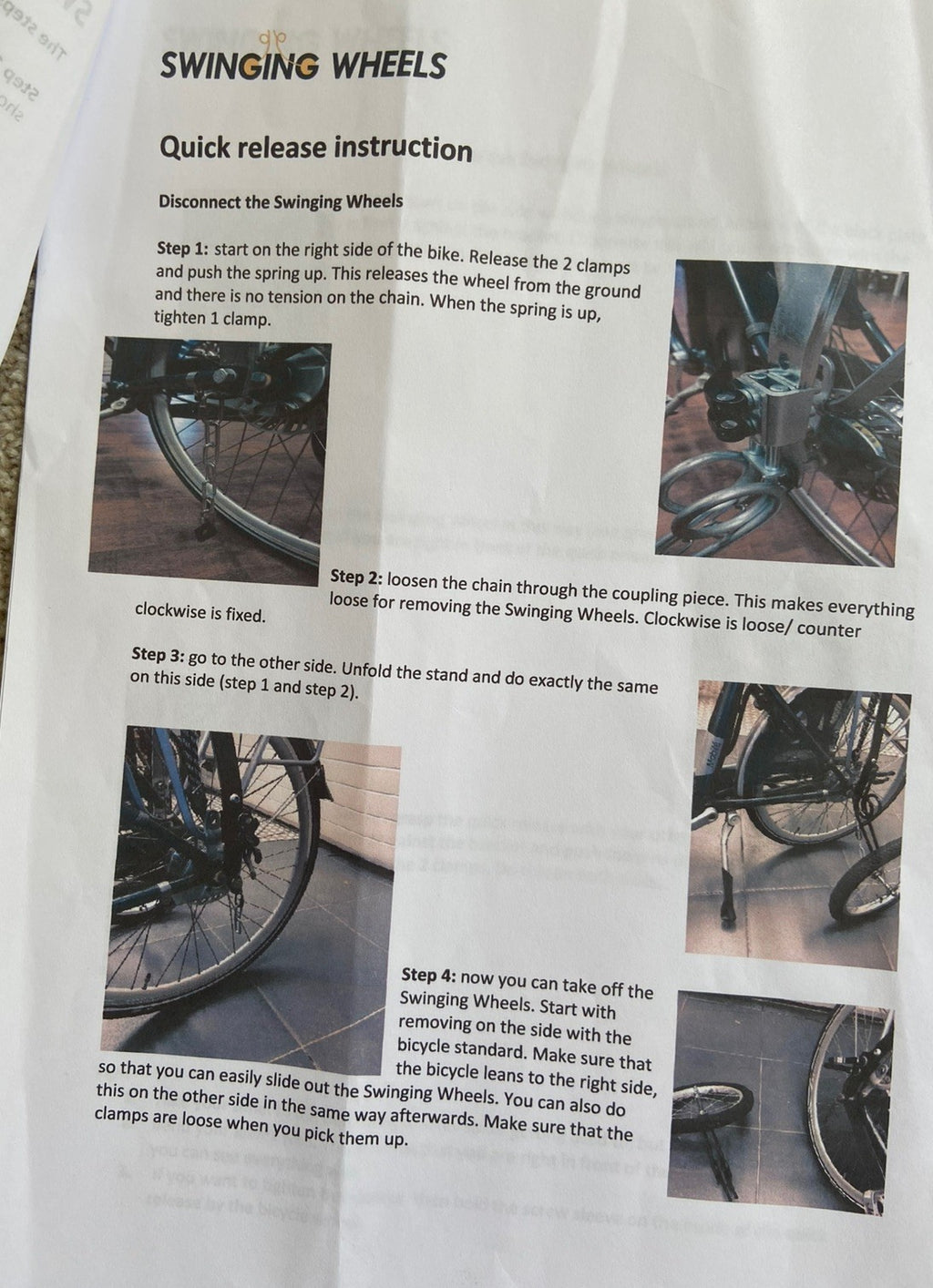BIKE TO TRICYCLE CONVERSION KIT-DUTCH ENGINEERED- SWINGINGWHEELS/DOUBLE TWELVES