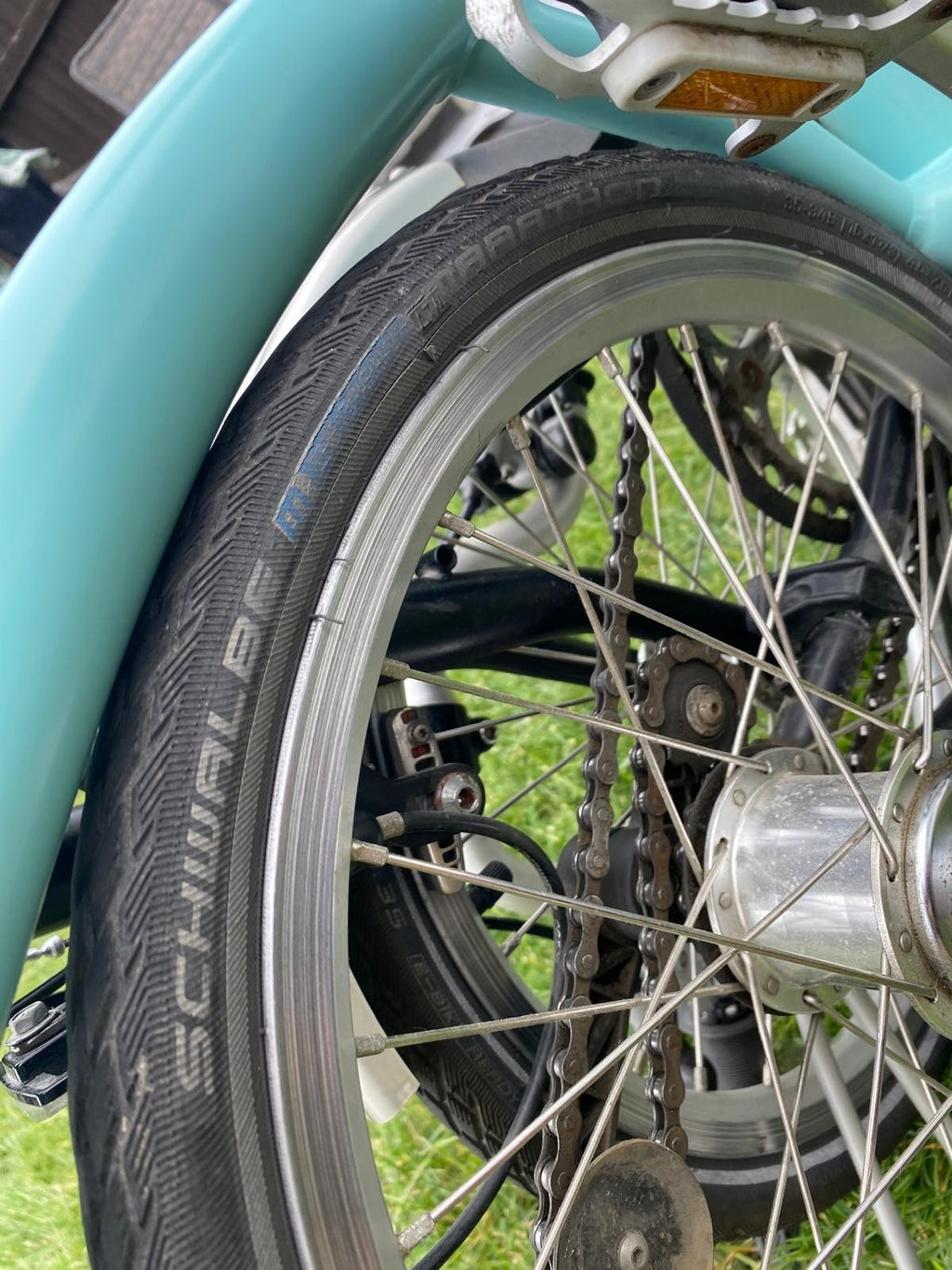 Brompton M3L.  Turkish Green and Black.  With Rear Luggage Rack