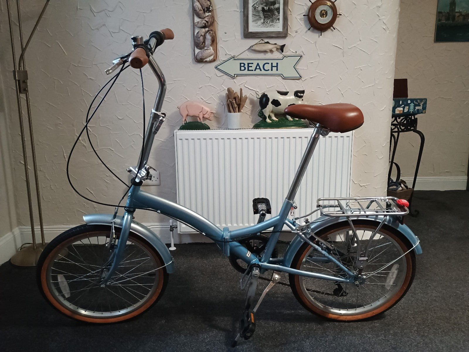 Viking Folding Bicycle - Easystreet 20" Wheels Unisex Light Blue Metallic