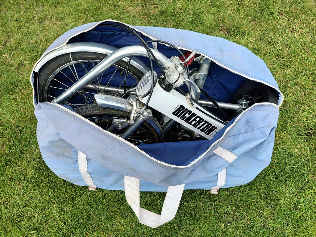 Vintage Bickerton Folding Bike, Good Condition,  White. Rides well + Bag.