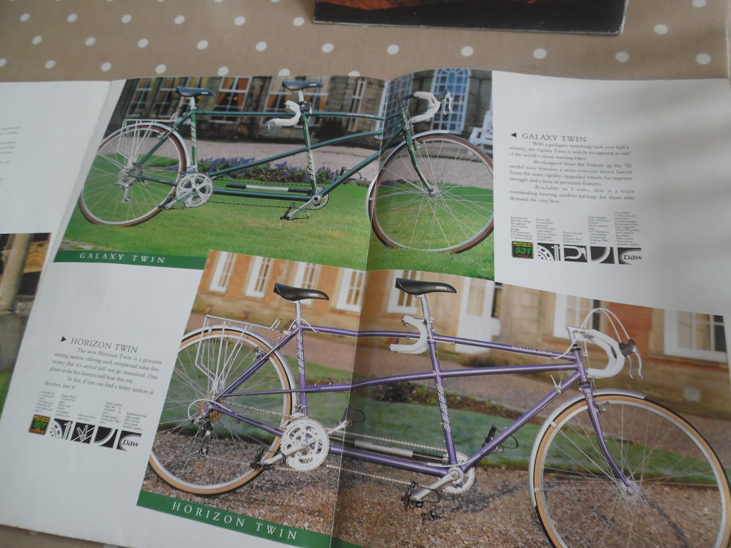 Dawes Cycles 1992 Touring/Tandem & Mountain/Street Brochures fold out type