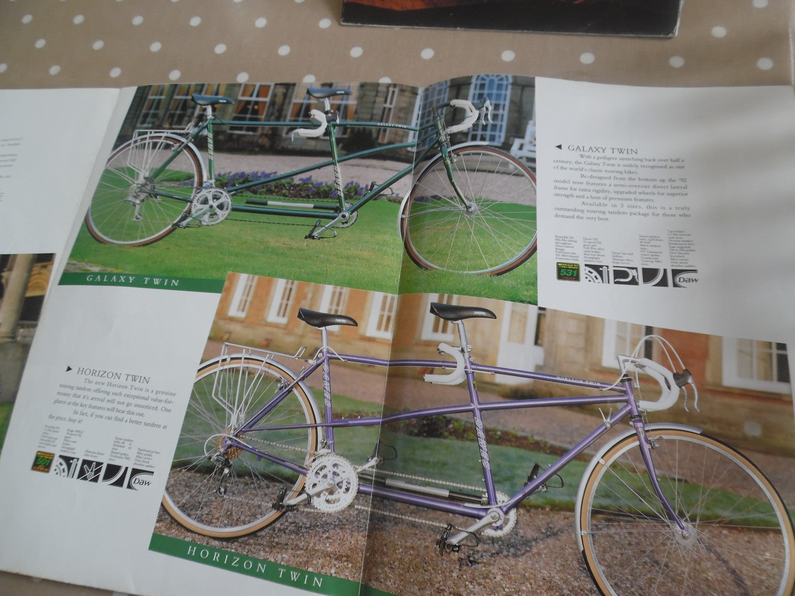 Dawes Cycles 1992 Touring/Tandem & Mountain/Street Brochures fold out type