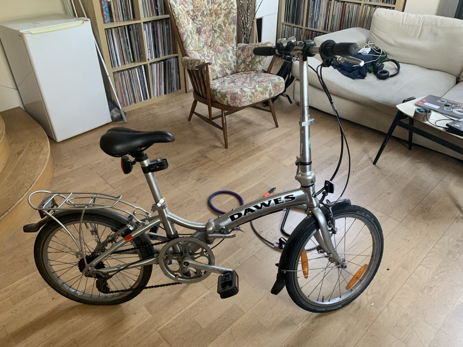 Dawes Kingpin Folding Bike Silver + Kryptonite Lock + Double Loop Cable + Lights