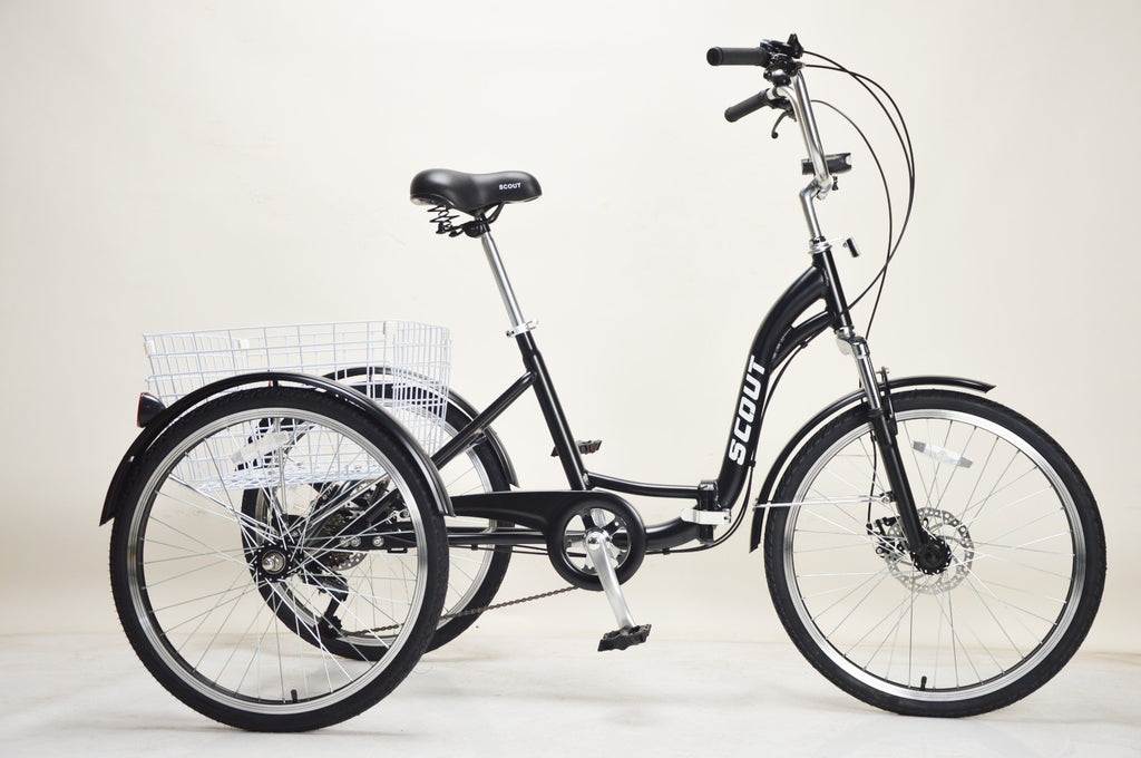 Scout Adult Folding Tricycle 24" Wheels 6 Speed Shimano Gears Disc Brakes