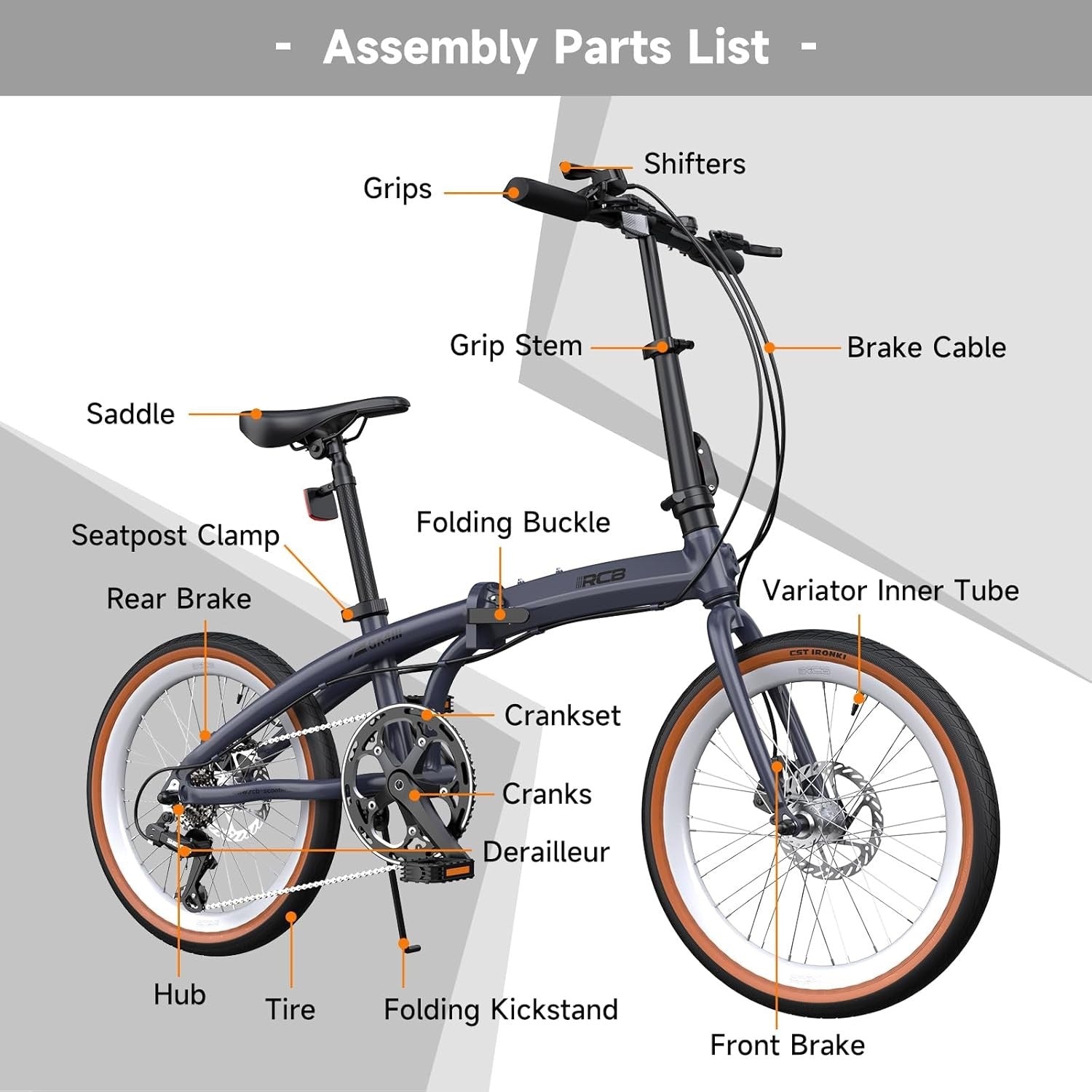 RCB GK4 Folding Bike 20 Inch, Foldable Bicycle with Aluminium Frame, 7-Speed Gea