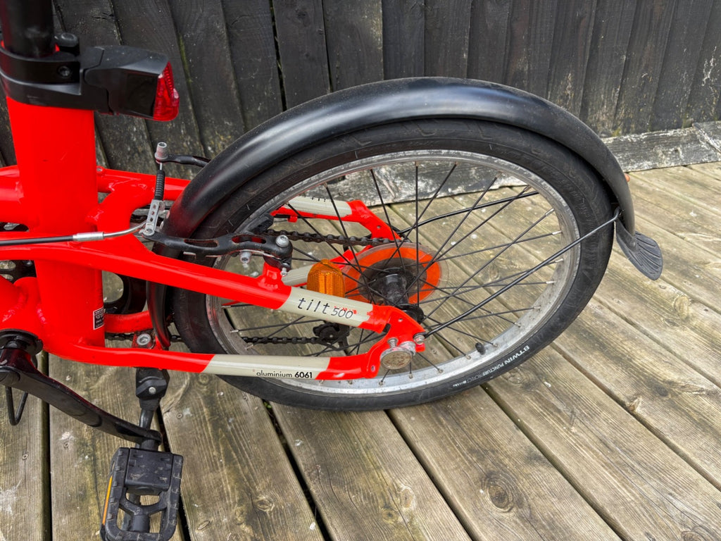 Decathlon B'Twin Tilt 500 Folding Bike 7 Speeds Red Orange