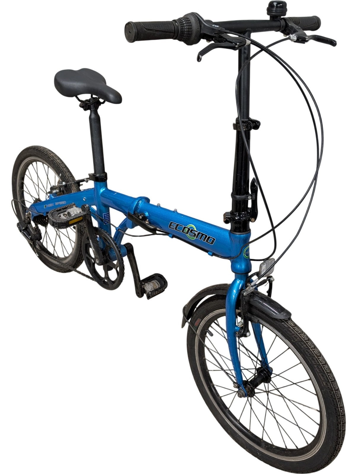Ecosmo Folding Bike 16" Wheels Blue Shimano 6 Speed Lightweight Commuter Bicycle
