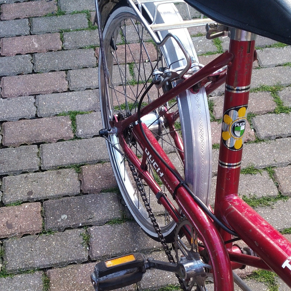 Puch Remover GL Red Silver 20" Vintage Folding Bike 3-Speed Hub Rack Mudguards