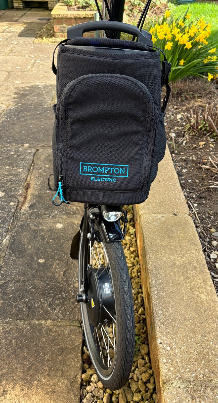 Brompton Elec Folding Bike 6 Speed - Blue Frame & Rear Rack