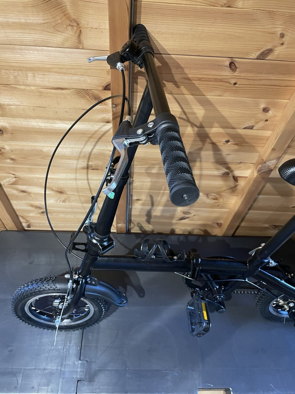 Black 16in Unisex Kids Folding Bike, BMX Bars, Adj Seat, Rim Brakes