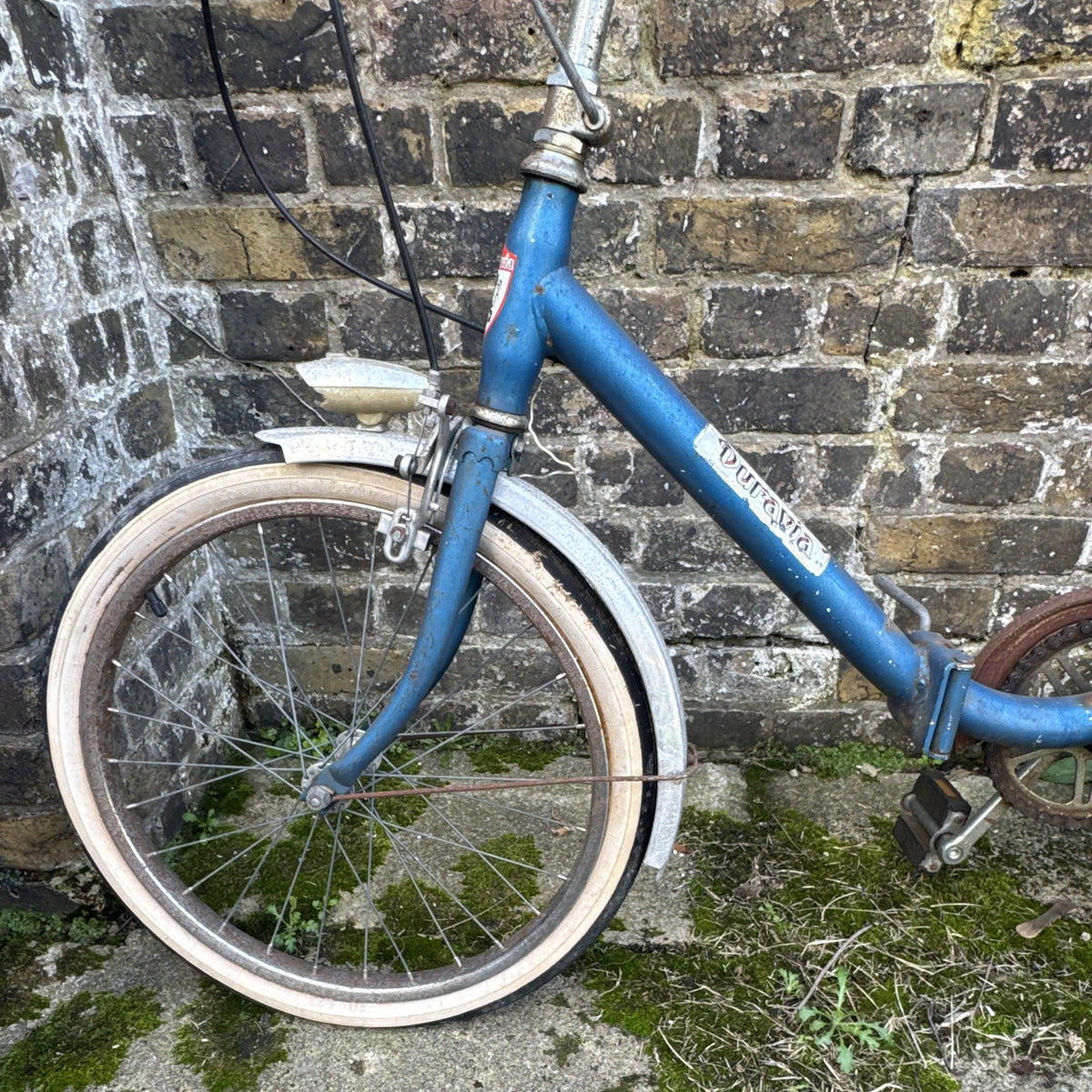 Dunavia Vintage Folding Bike 20in Blue Steel Hub Gears Mudguards Rear Rack