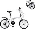 20” Folding Bike 6-Speed Lightweight Steel Frame Adjustable Height Kids Adult