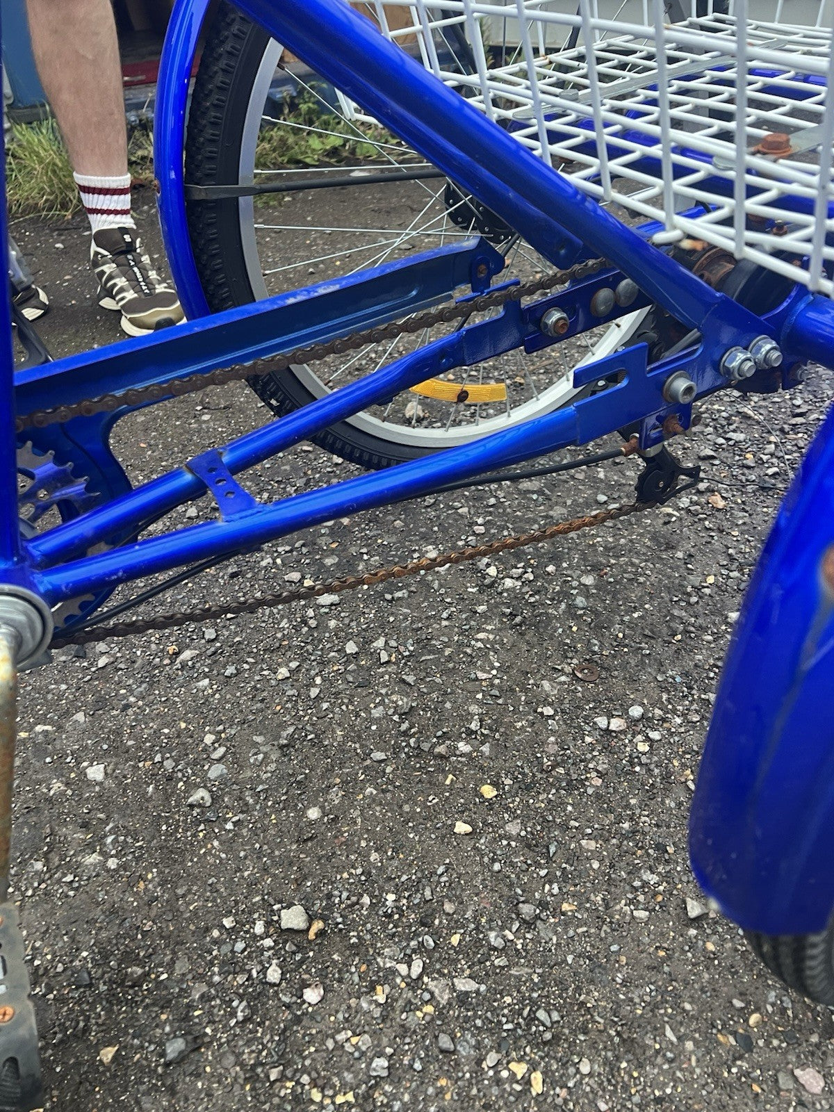 Adult Tricycle - Folding Trike - Blue - With Rear Basket - Needs Handlebars