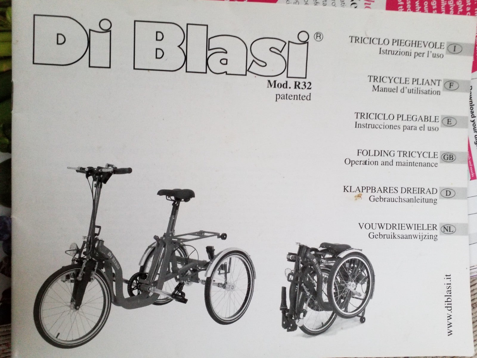 Di Blasi R32 Adult Folding Tricycle (compact when folded)
