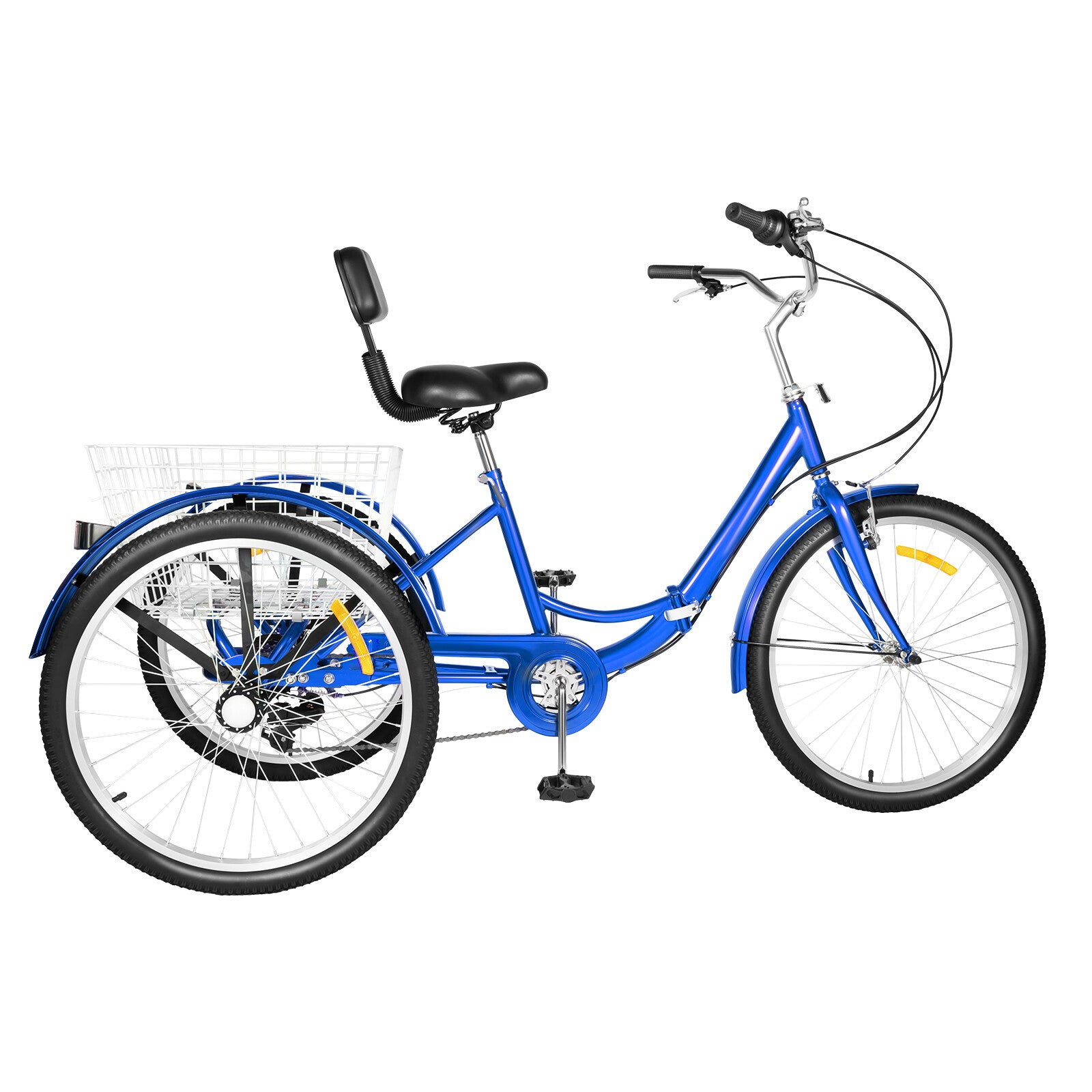 24'' Tricycle Adult Senior 7 Speed 3 Wheels Bike Foldable Trike Bicycle + Basket