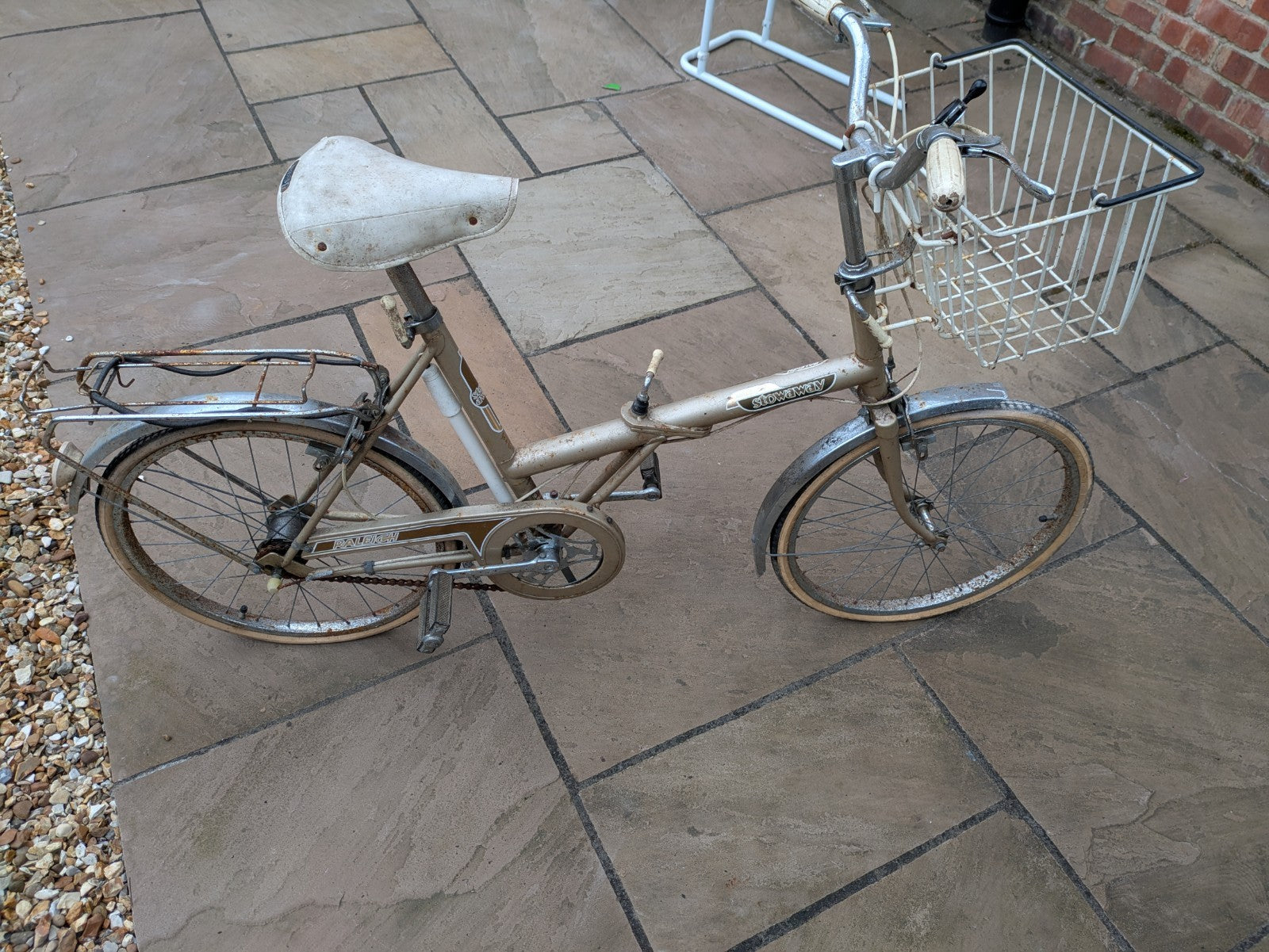 Raleigh Stowaway 3 1980s folding bike, in Purple, 3-Speed Sturmey Archer gears