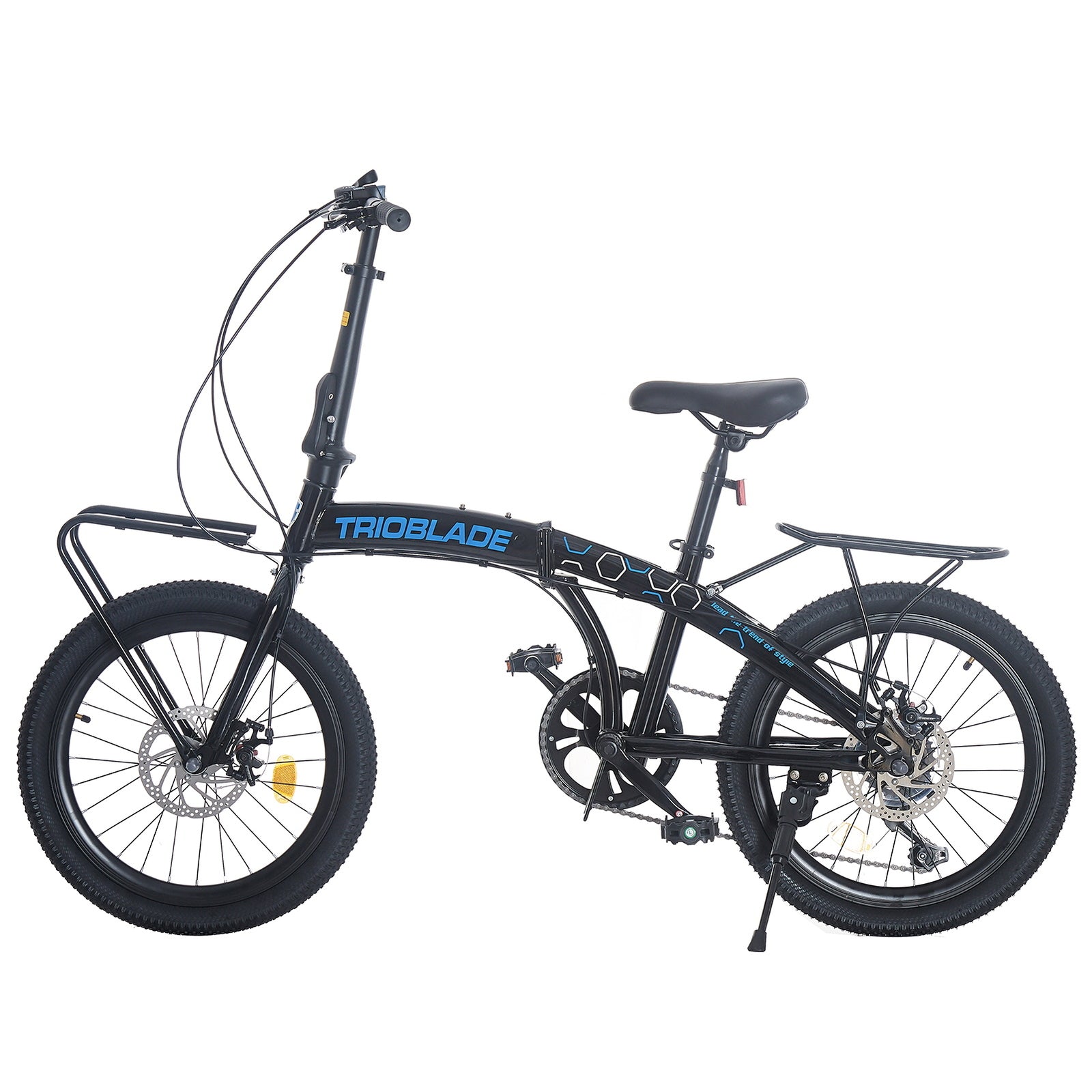Folding Bicycle 20 Inch Bikes for Adults 7-Speed Variable City Bicycle with Rack