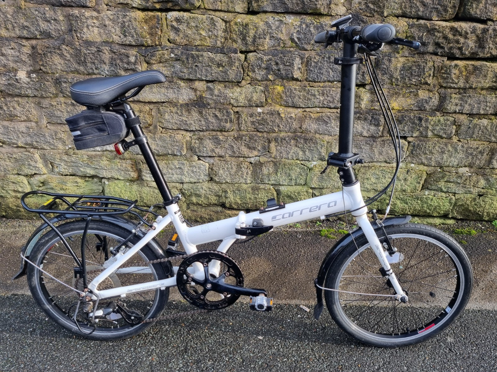 Carrera Transit Folding Bike 20” Wheels 8 Speed Alloy Frame Rack