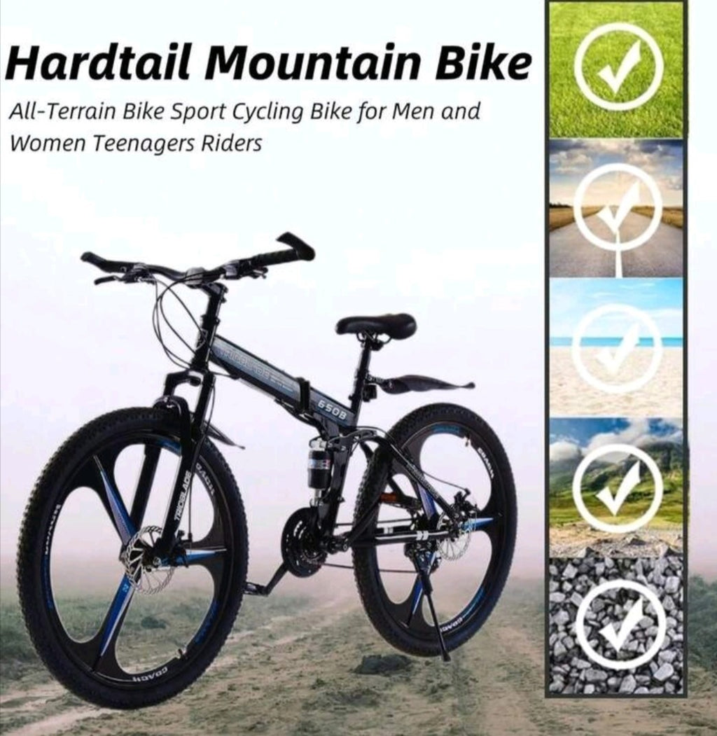 24"-27.5"Folding Mountain Bike 21Speed Full Suspension Bicycle For Men WomenGift