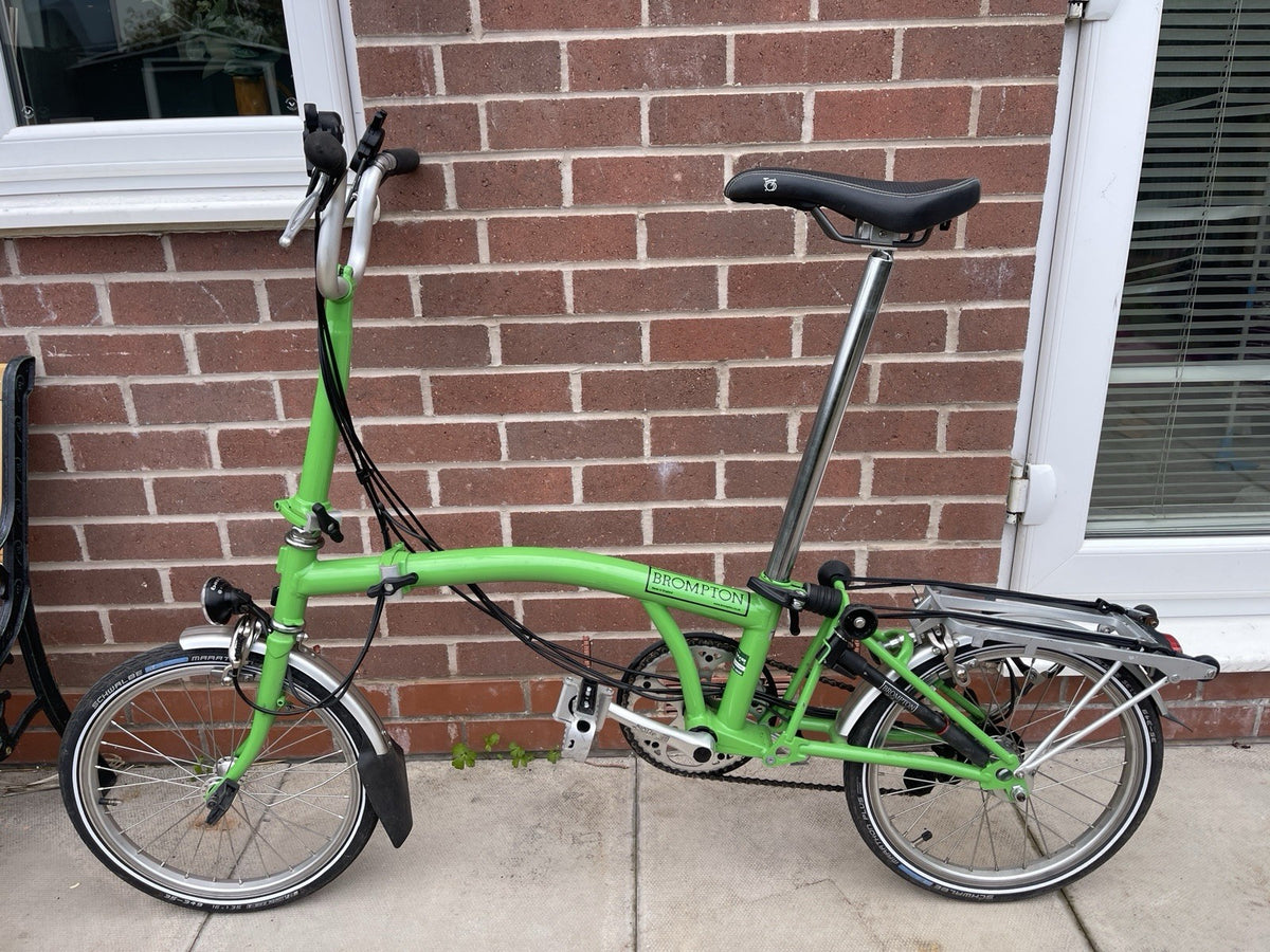 Brompton Folding Bike M6R 6 Speed Green 2008 M Type Rack Mudguards Lights