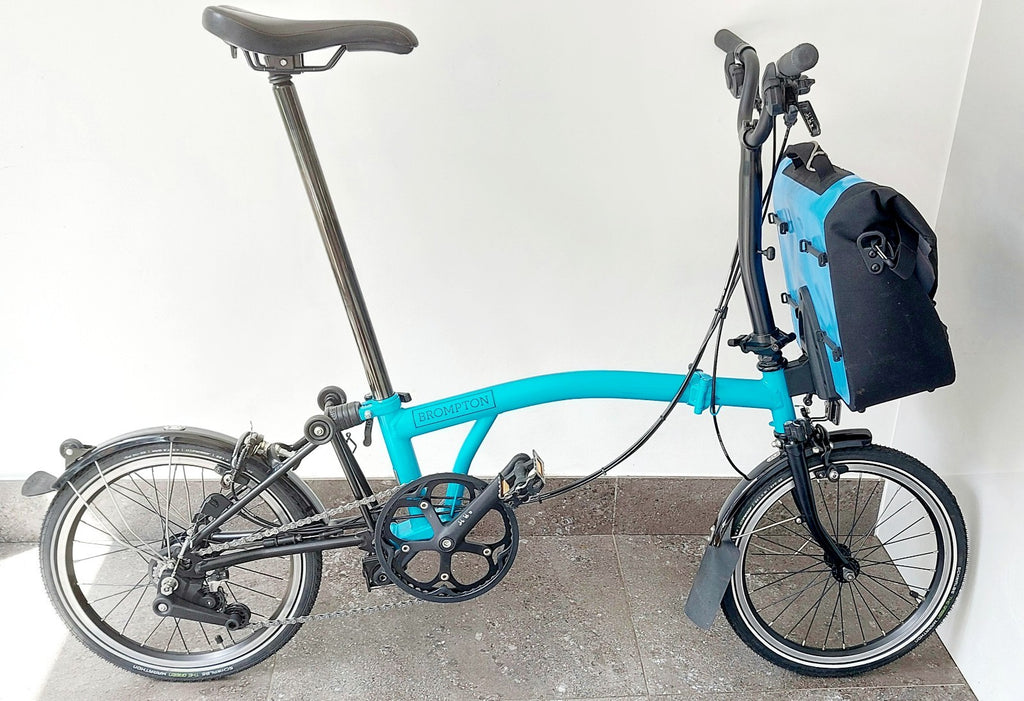 Turquoise Blue 2017 M6L 6-speed Brompton Black Edition + Ortlieb Bag + Toolkit