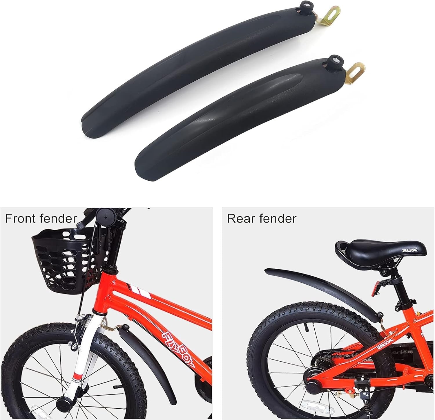 BMX Folding Bike Mudguard Set - Black, Front and Rear, PA Plastic, Small Wheel
