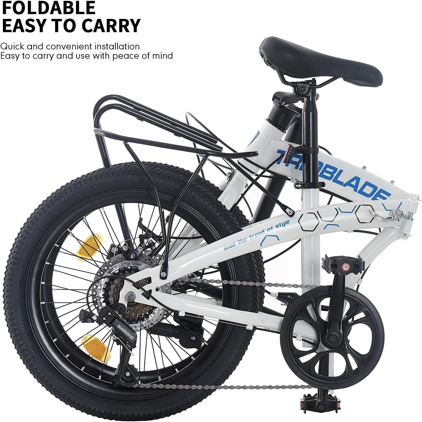 20" Folding Bike Adult 7-Speed Lightweight Disc Brake Urban Commute