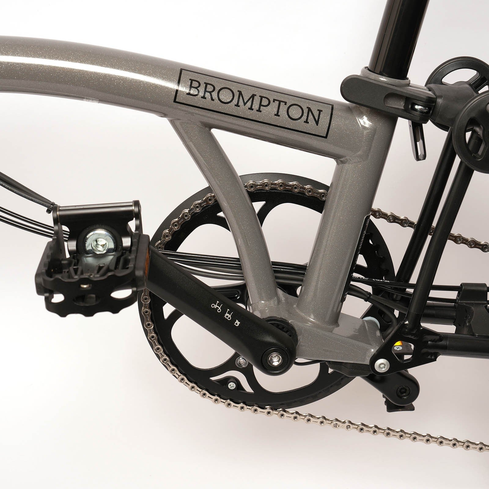 BROMPTON ELECTRIC P LINE 4 SPEED FOLDING BIKE IN GREY SPARKLE