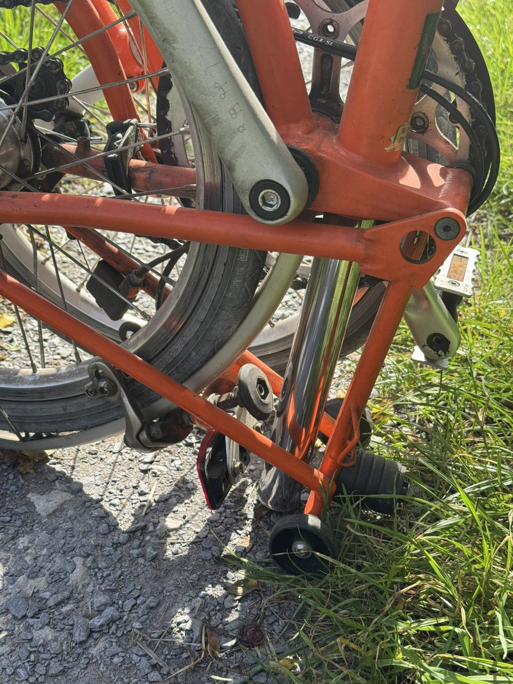 Brompton S3L Orange 3 Speed flat handlebars, Brooks Cambium Saddle