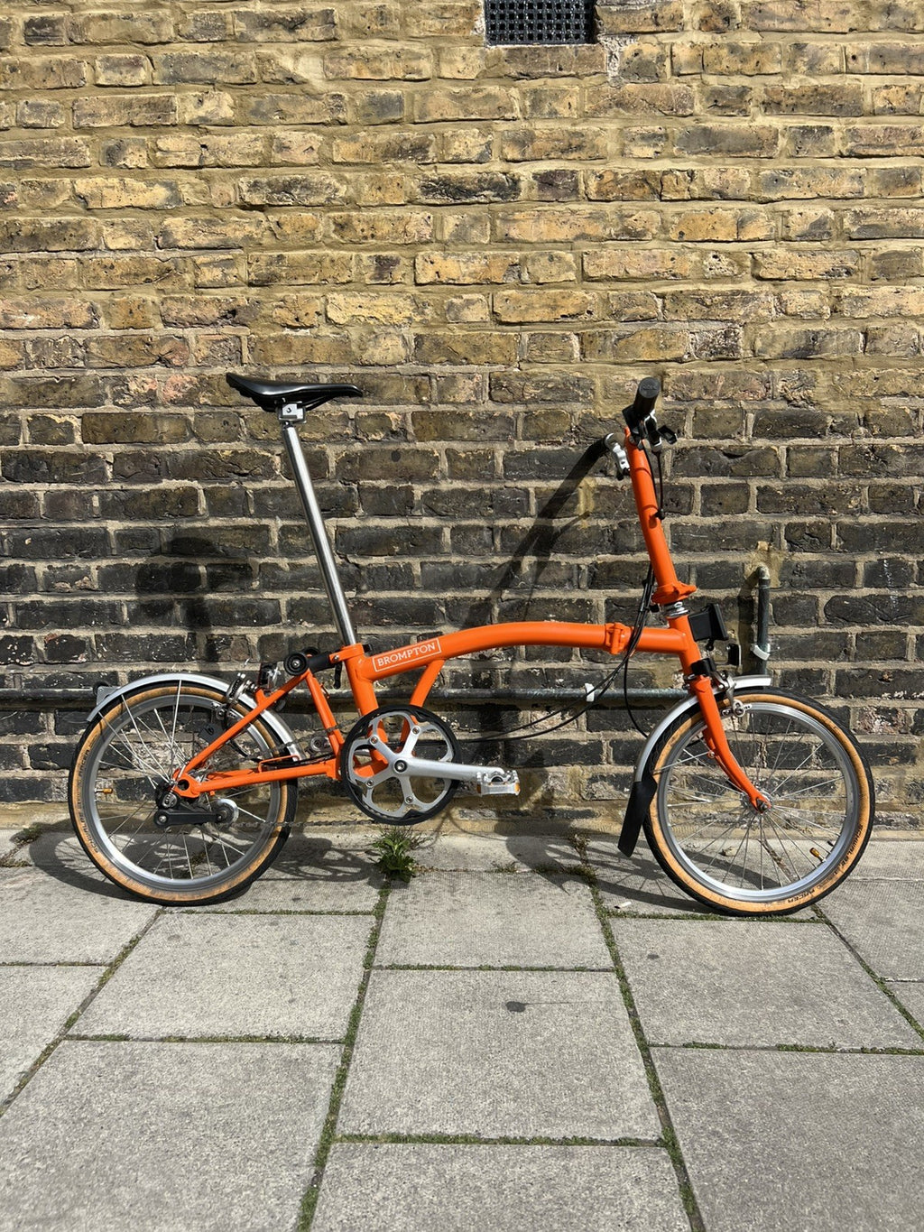 Brompton S3L Folding Bike 3-Speed, Orange + upgrades