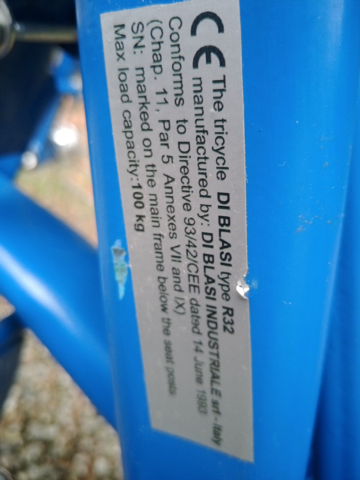 Three wheel folding bike.Di Blasi R32 Folding Tricycle. Lovely blue.High Quality